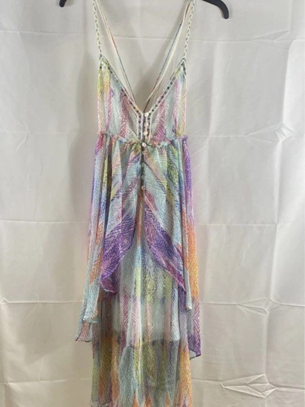 Free people 🌹Pastel Multicolor Maxi Dress with V-Neck - Picture 3 of 15